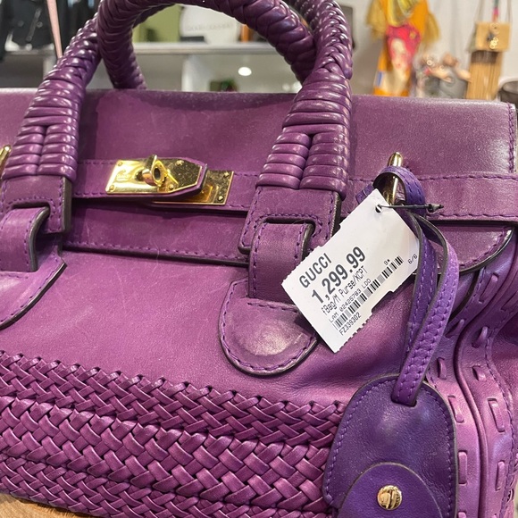 Violet purple leather gucci handmade top handle bag $3600 retail authentic - Picture 17 of 17
